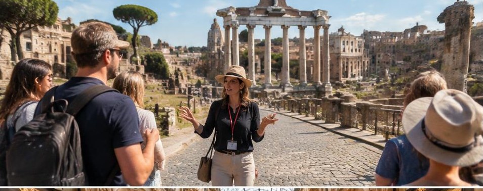 Illustrative scene: Tour Guides in Rome